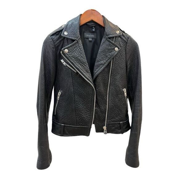Manage Black Leather Biker Jacket - Picture 1 of 10